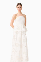 Model wearing the Celine Strapless Maxi Dress in posed shot 