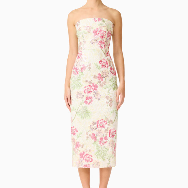 elliatt remix floral embroidered midi dress Greta in Cream & Pink – Color Name:Very Black botanical print Midi dress FOREVER 21 The beaded floral mesh