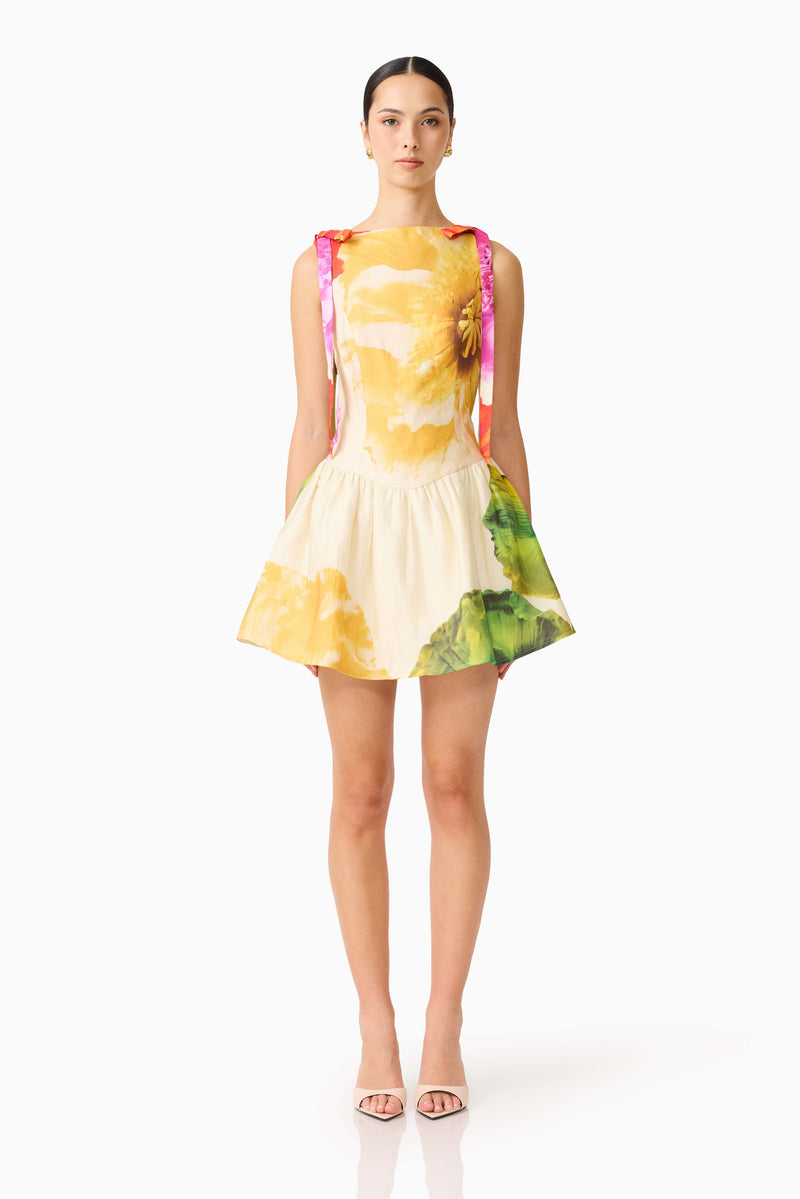 Lilia A-Line Mini Dress - Multi Floral - XS