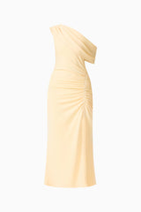 Simone One Shoulder Maxi Dress in Butter Yellow ghost shot