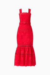 Giovanna Fit & Flare Maxi Dress in Red ghost