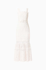 Giovanna Fit & Flare Maxi Dress in White ghost