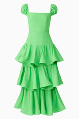 Emilie Tiered Maxi Dress in Kelly Green ghost