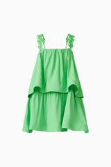Emilie Tiered mini Dress in Kelly Green ghost
