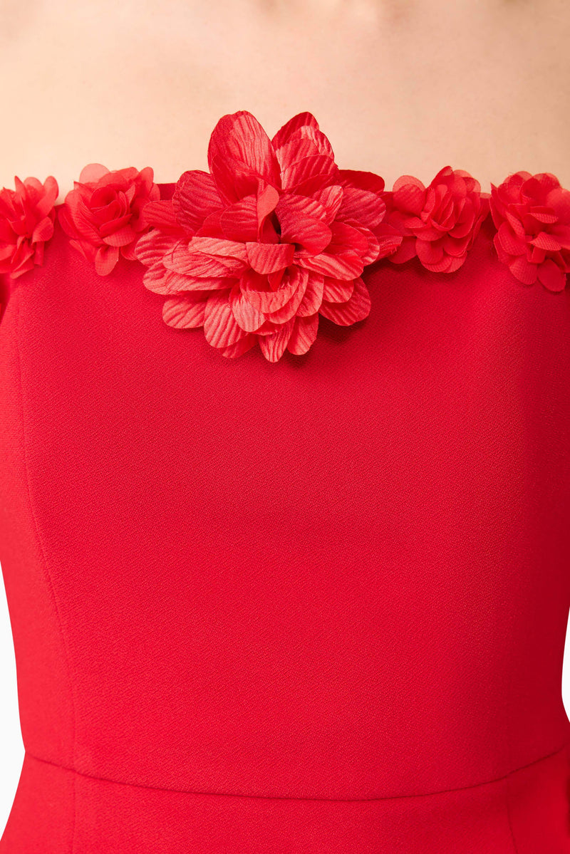 Keahna Floral Midi Dress In Red | 3D Flowers Elliatt Keahna Floral Midi Dress In Red | 3D Flowers Elliatt