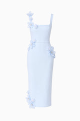 Chantelle 3D Midi Dress In Blue ghost shot