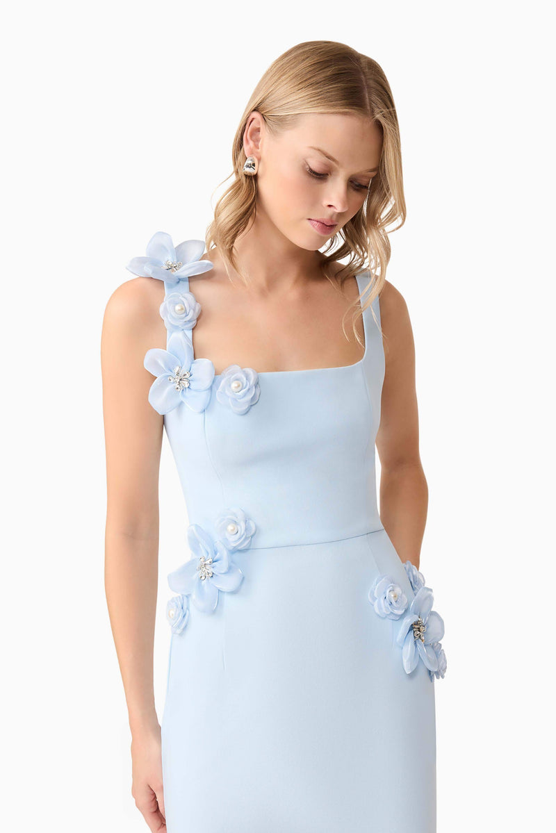 chantelle 3d midi dress in blue Chantelle Floral Mini Dress - Blue - XXL