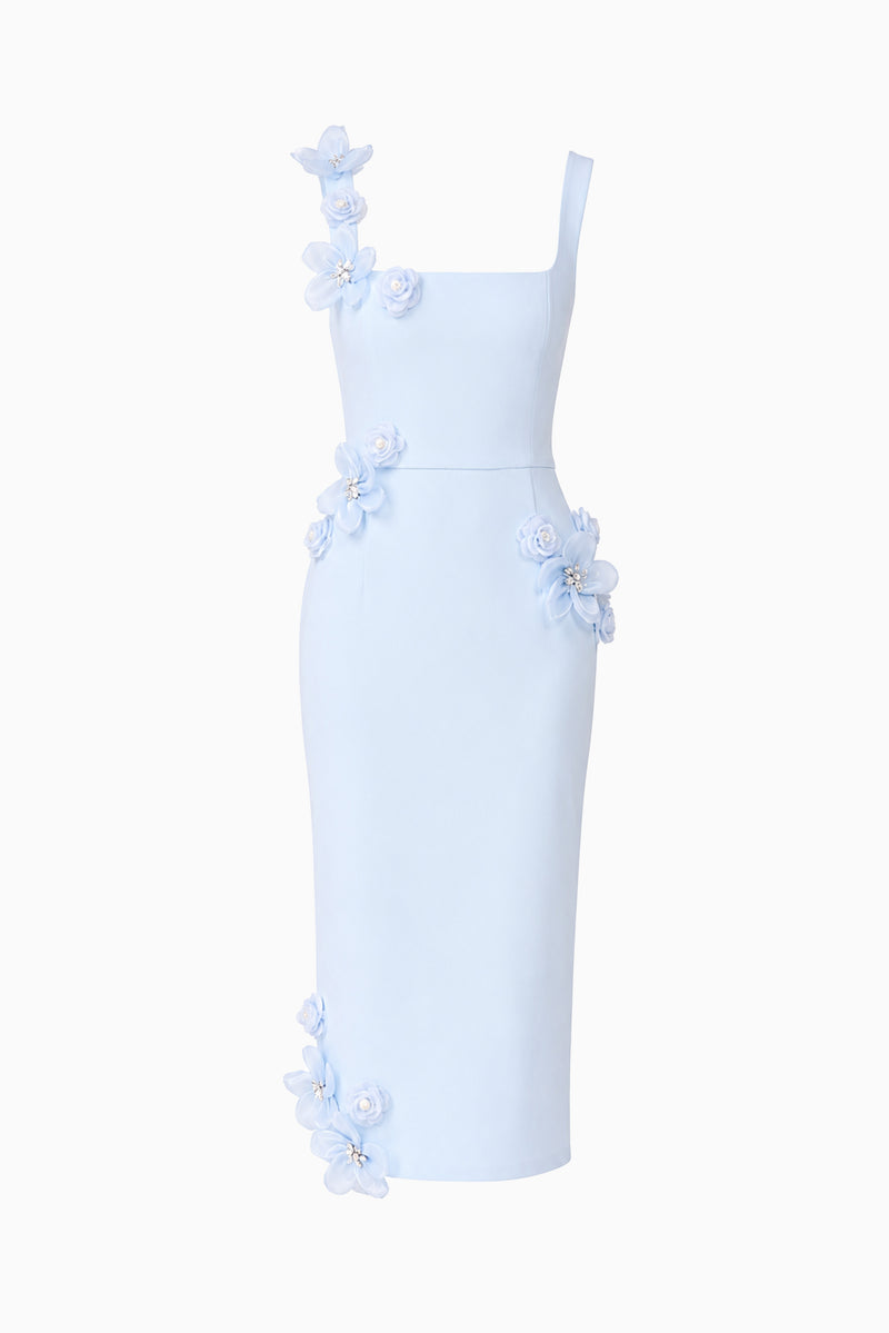 chantelle 3d midi dress in blue Blue, white, pink, or black
