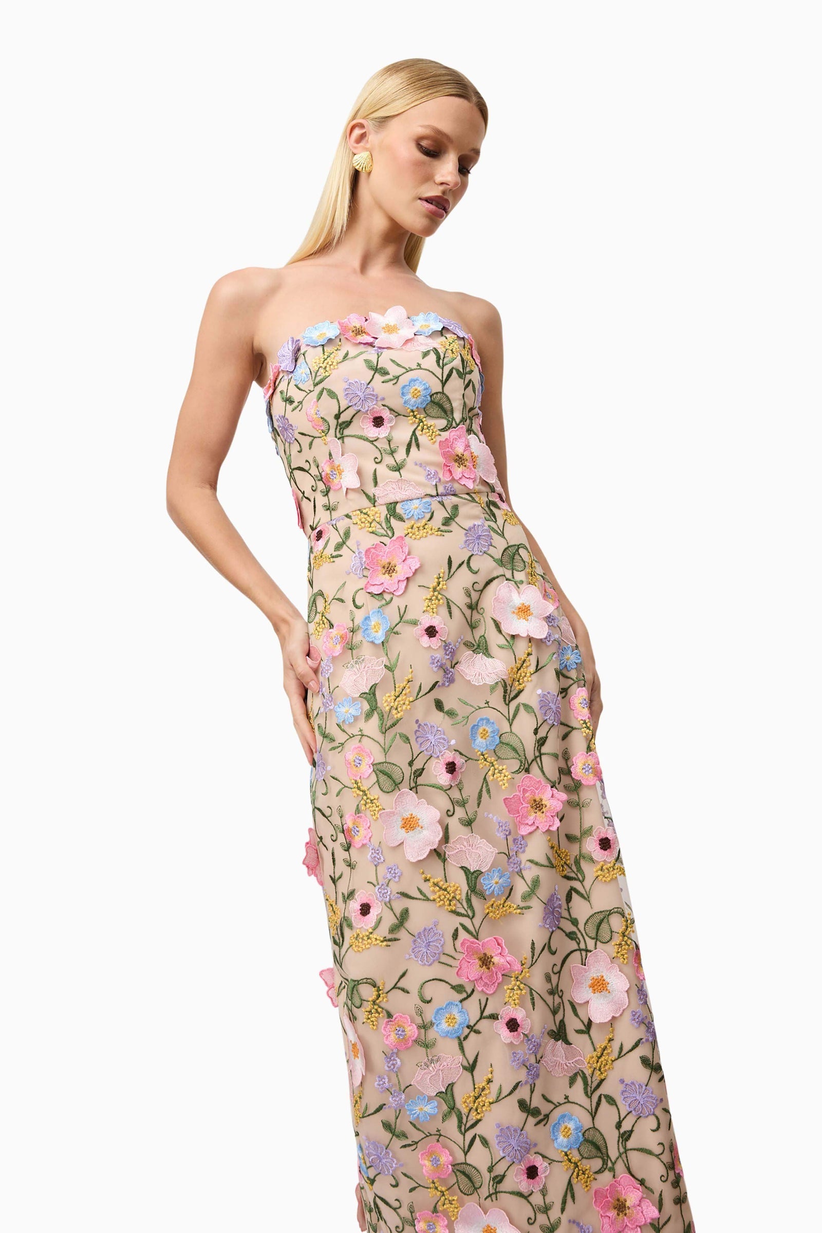 Helena Strapless Dress In Floral
