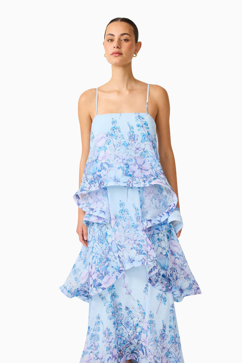 armani exchange maxi dress Armani Tiered Maxi Dress in Baby Blue Floral