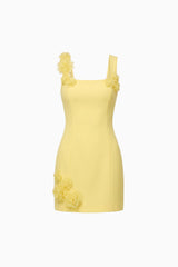 Trompe 3D Mini Dress In Yellow ghost shot