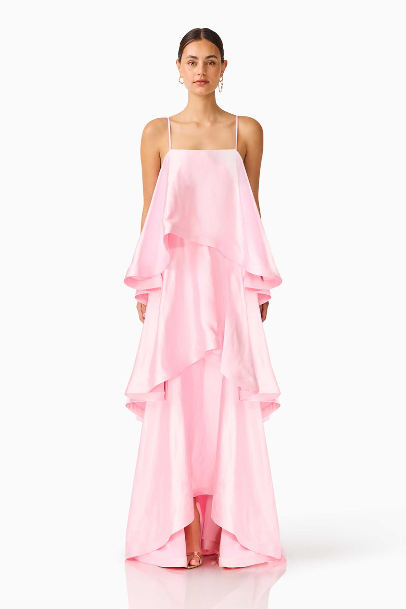 Tilly Tiered Maxi Dress in Pale Pink