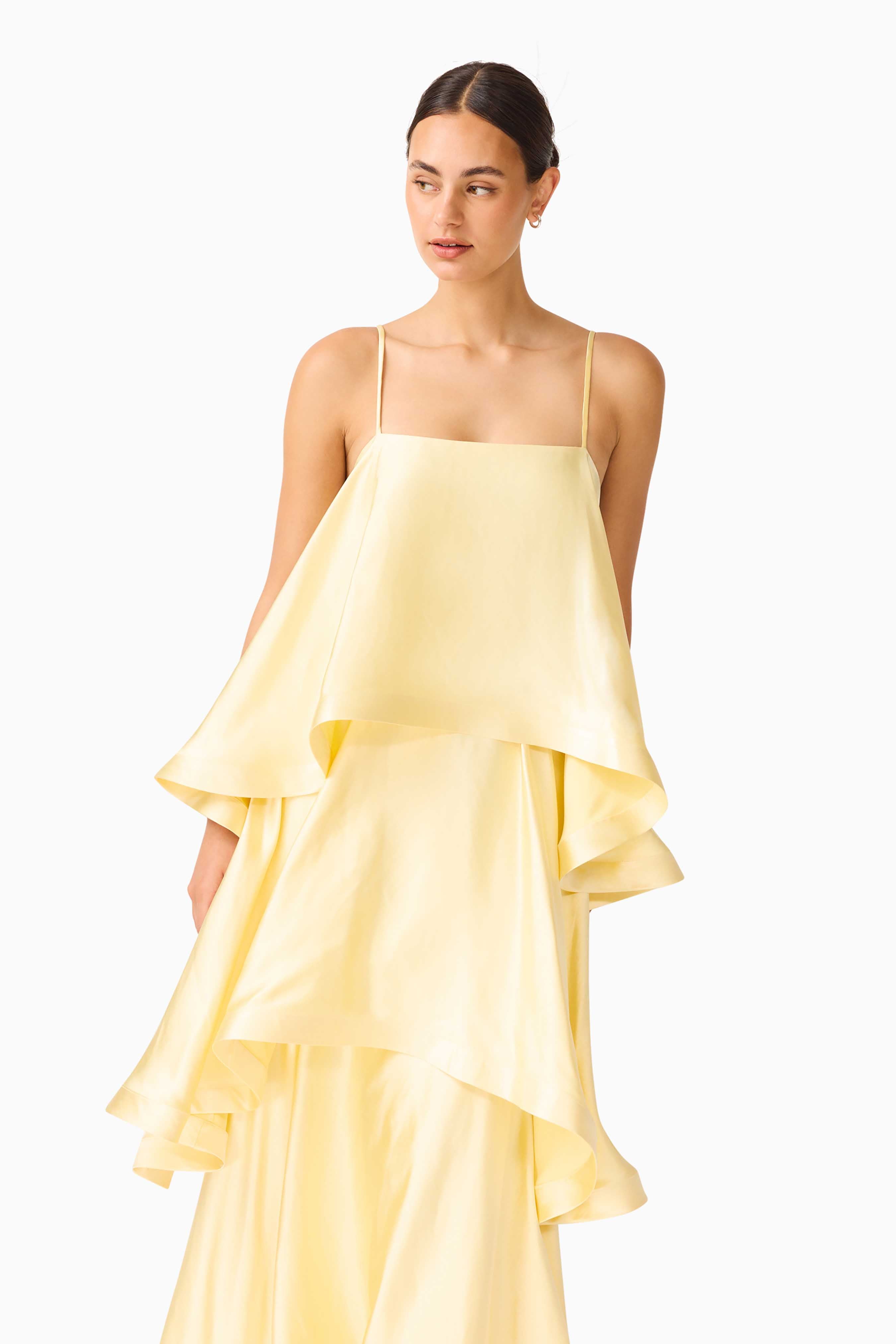 Tilly Tiered Maxi Dress in Butter Yellow