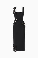 Chantelle 3D Midi Dress in Black ghost shot