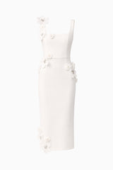 Chantelle 3D Midi Dress in White ghost shot