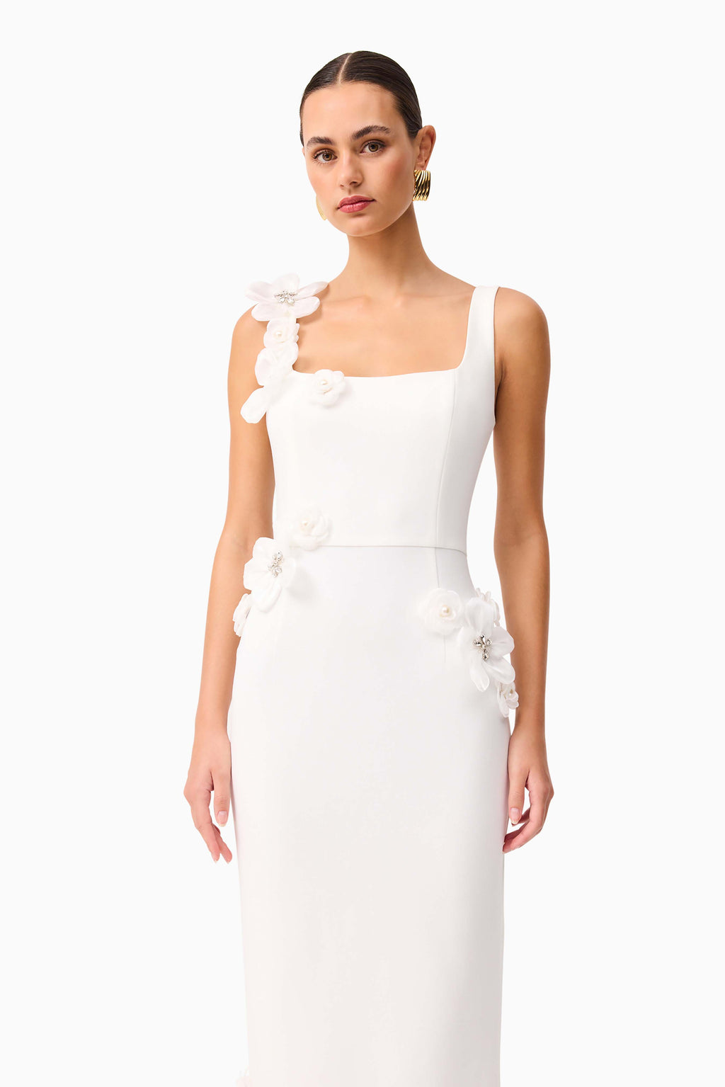 adrianna papell midi beaded dress Green Beaded Midi Dress With Sheer Ruffled Sleeves