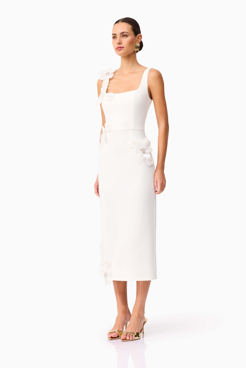 Chantelle 3D Midi Dress in White Elliatt Chantelle 3D Midi Dress in White Elliatt