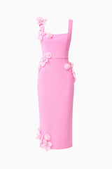 Chantelle 3D Midi Dress in Pink ghost shot