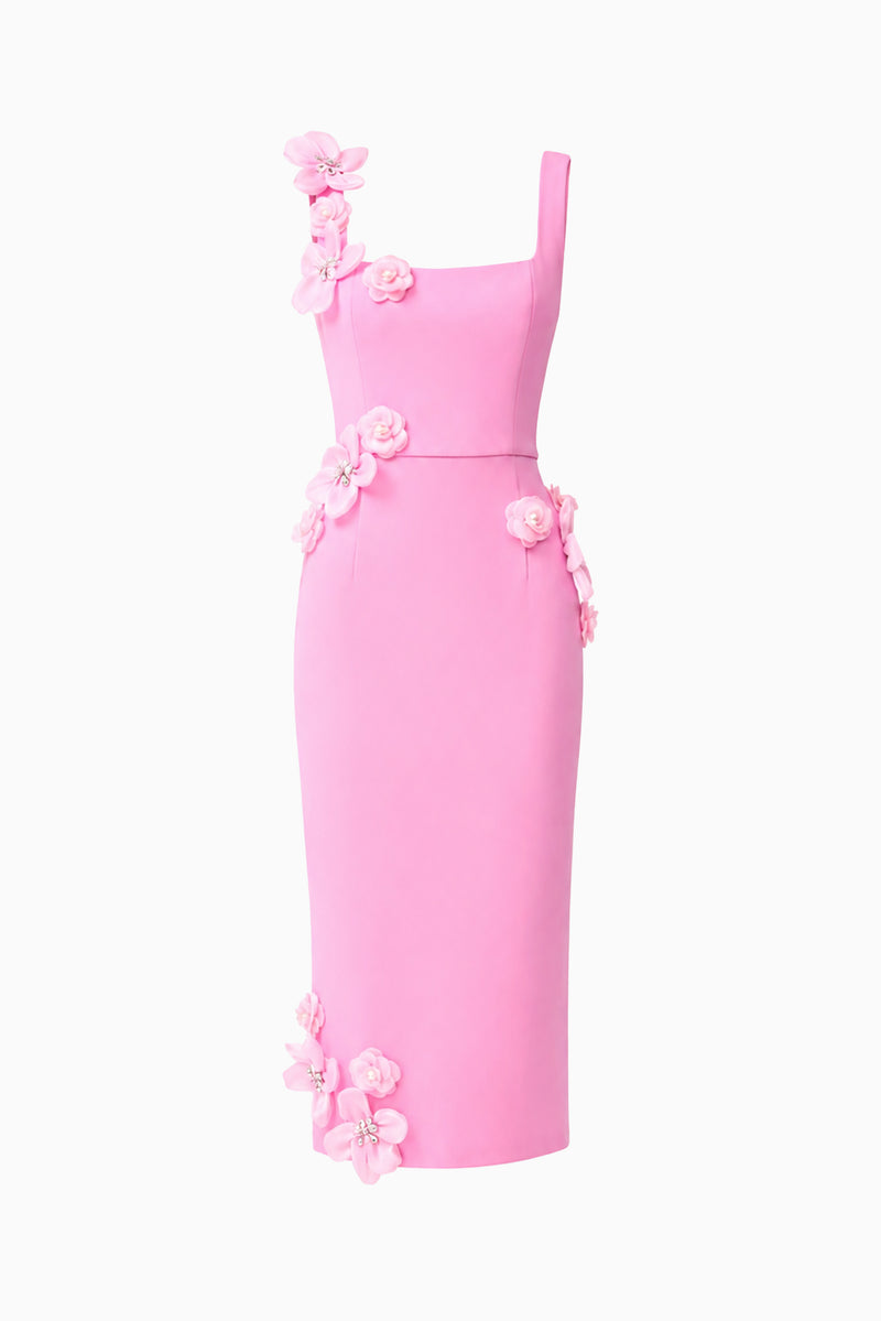 chantelle 3d midi dress in pink This pink dress deserves its own spotlight  @elliatt , , Dress @elliatt  Chantelle 3D Midi Dress in Pink, Heels @aminamuaddiofficial , , , , ,  #pinkdress #pinkdresscode #ootdreel #stylingreel