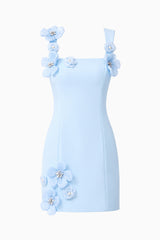 Chantelle Floral Mini Dress in Blue ghost shot