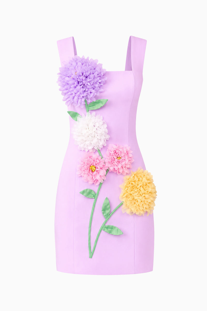 elliatt purple flower dress Solene One Shoulder Mini Dress in Purple Floral