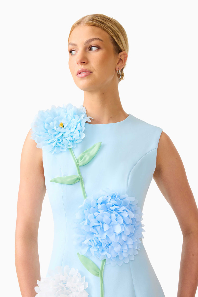 Buttercup Embroidered Mini Dress in Blue Elliatt Buttercup Embroidered Mini Dress in Blue Elliatt