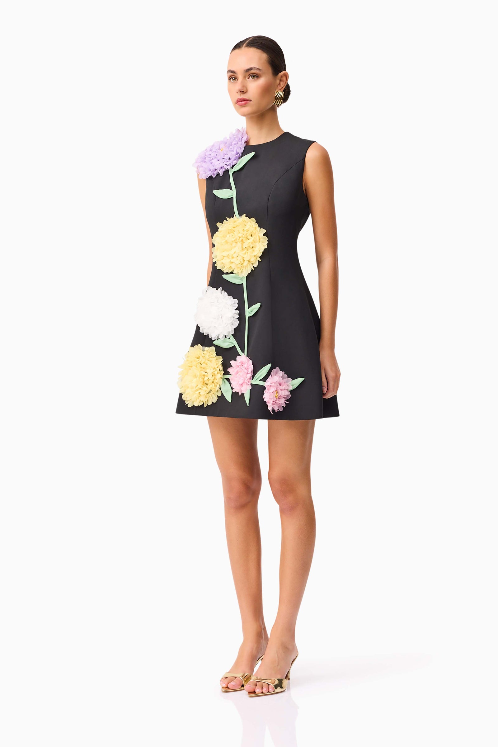 Buttercup Embroidered Mini Dress in Black – Elliatt