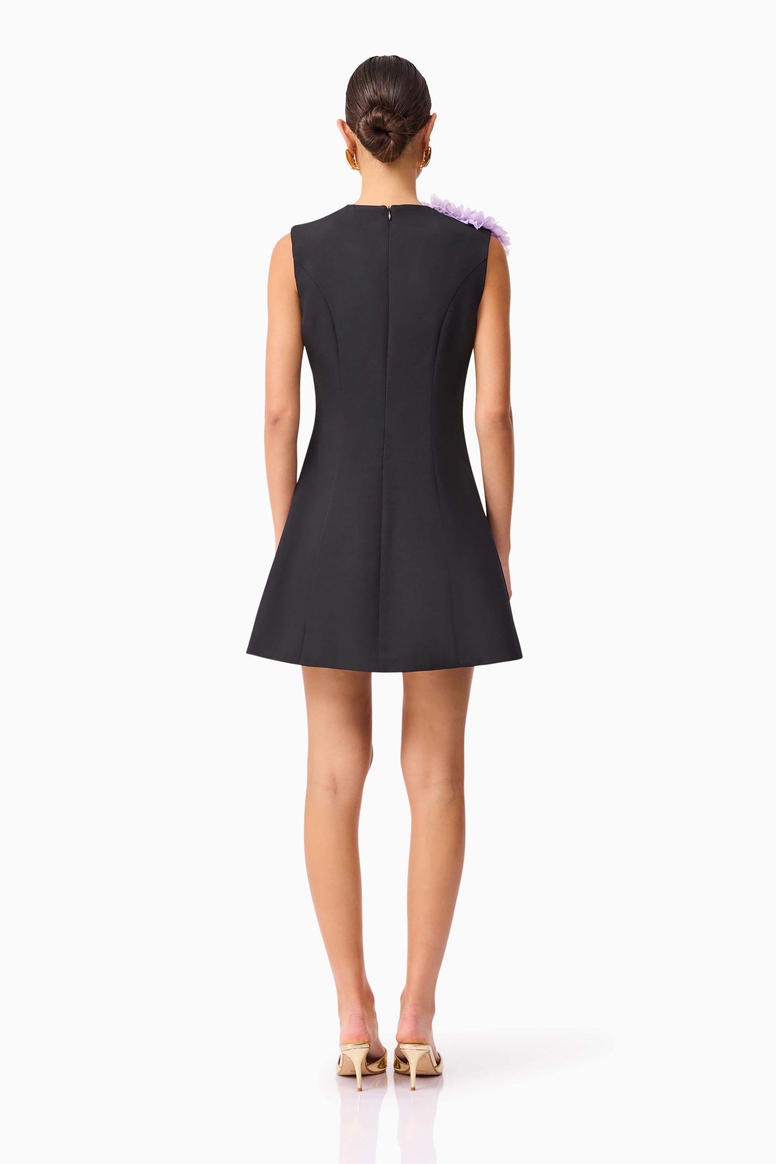 Buttercup Embroidered Mini Dress in Black  Elliatt