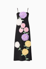 Buttercup Embroidered Maxi Dress in Black ghost shot