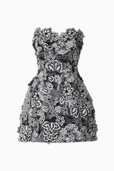Roseate Floral Mini Dress in Black ghost shot