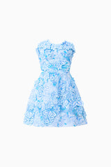 Roseate Floral Mini Dress in Blue ghost shot
