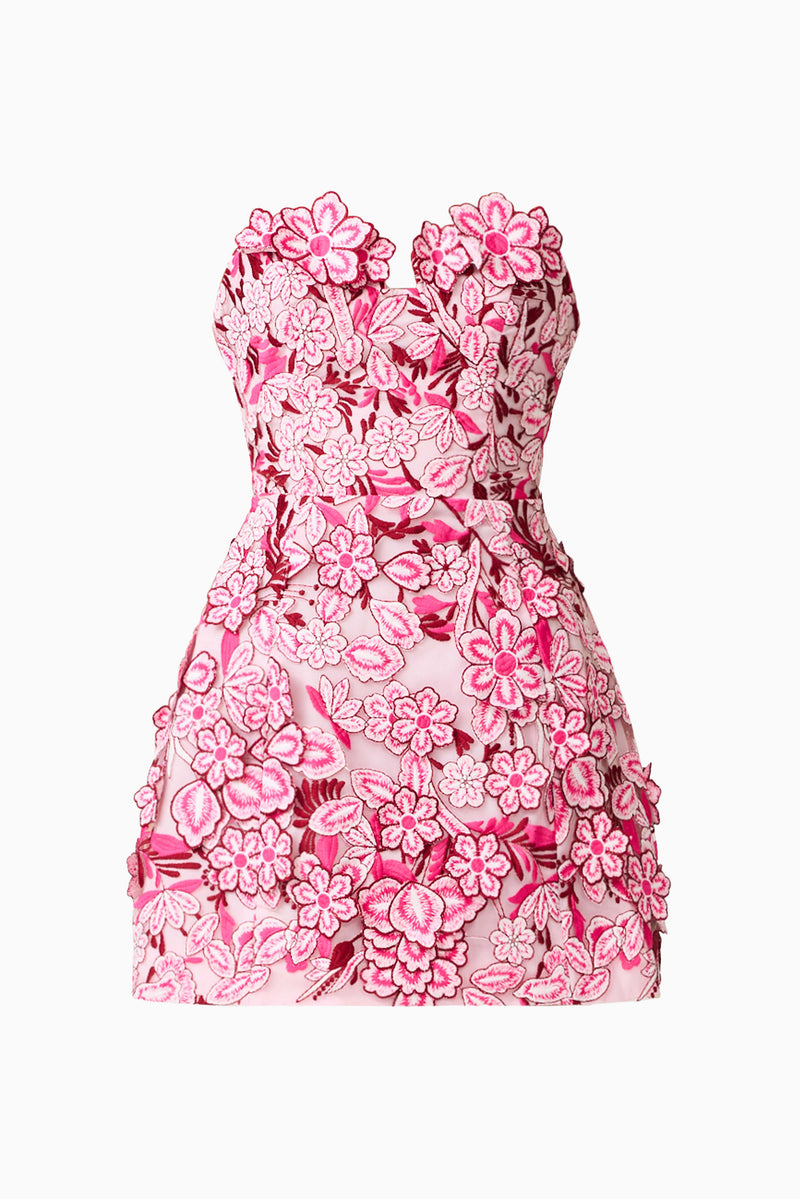 omr x elliatt roseate 3d floral mini dress in pink Elliatt - Roseate 3D Floral Mini Dress