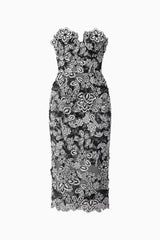 Roseate Strapless Midi Dress in Black ghost shot