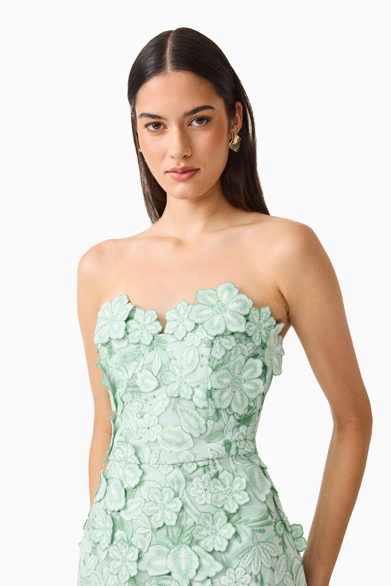 slim fit dress slacks The Genevieve Hunter Green Floral Jacquard Midi Dress - All Dresses