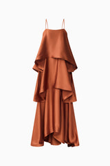 Tilly Tiered Maxi Dress in Brown ghost shot