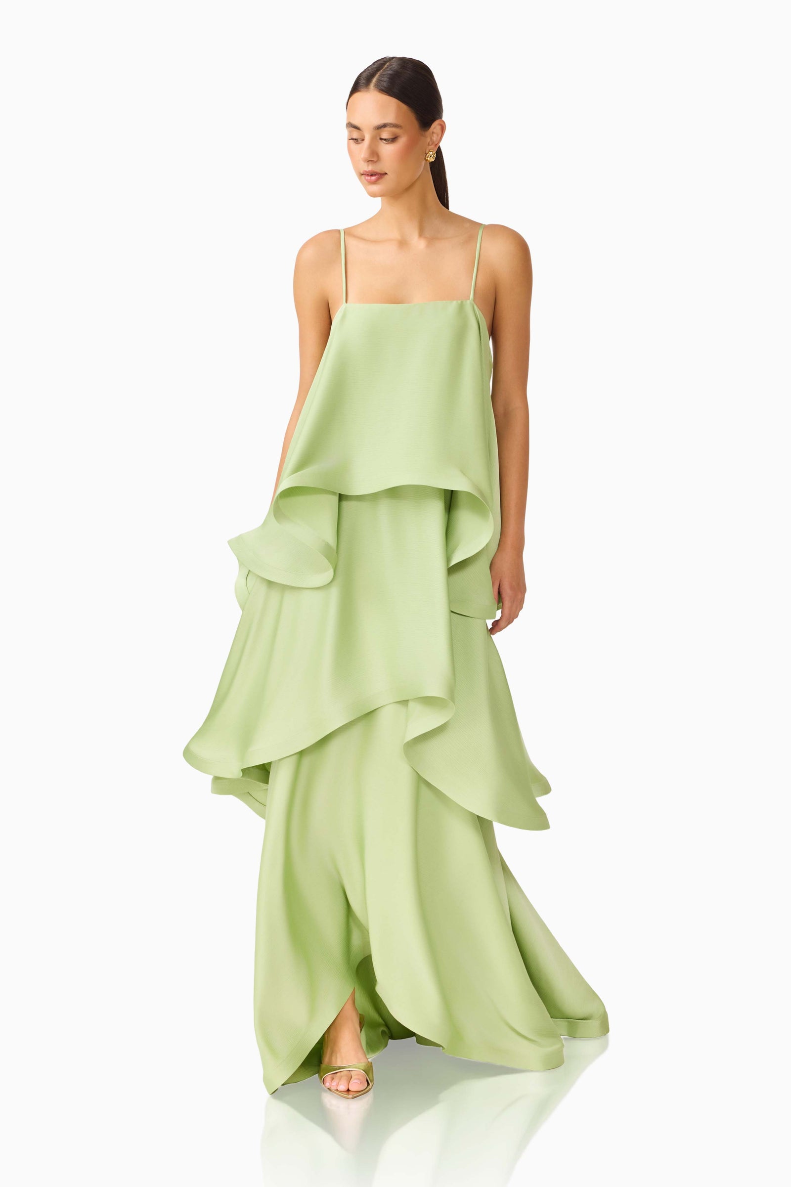 Tilly Tiered Maxi Dress - Sage Green - XXS