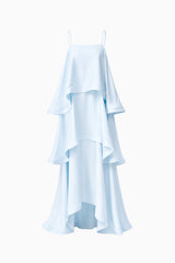 Tilly Tiered Maxi Dress in Blue ghost shot