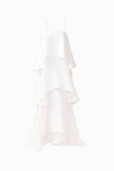 Tilly Tiered Maxi Dress in White ghost shot