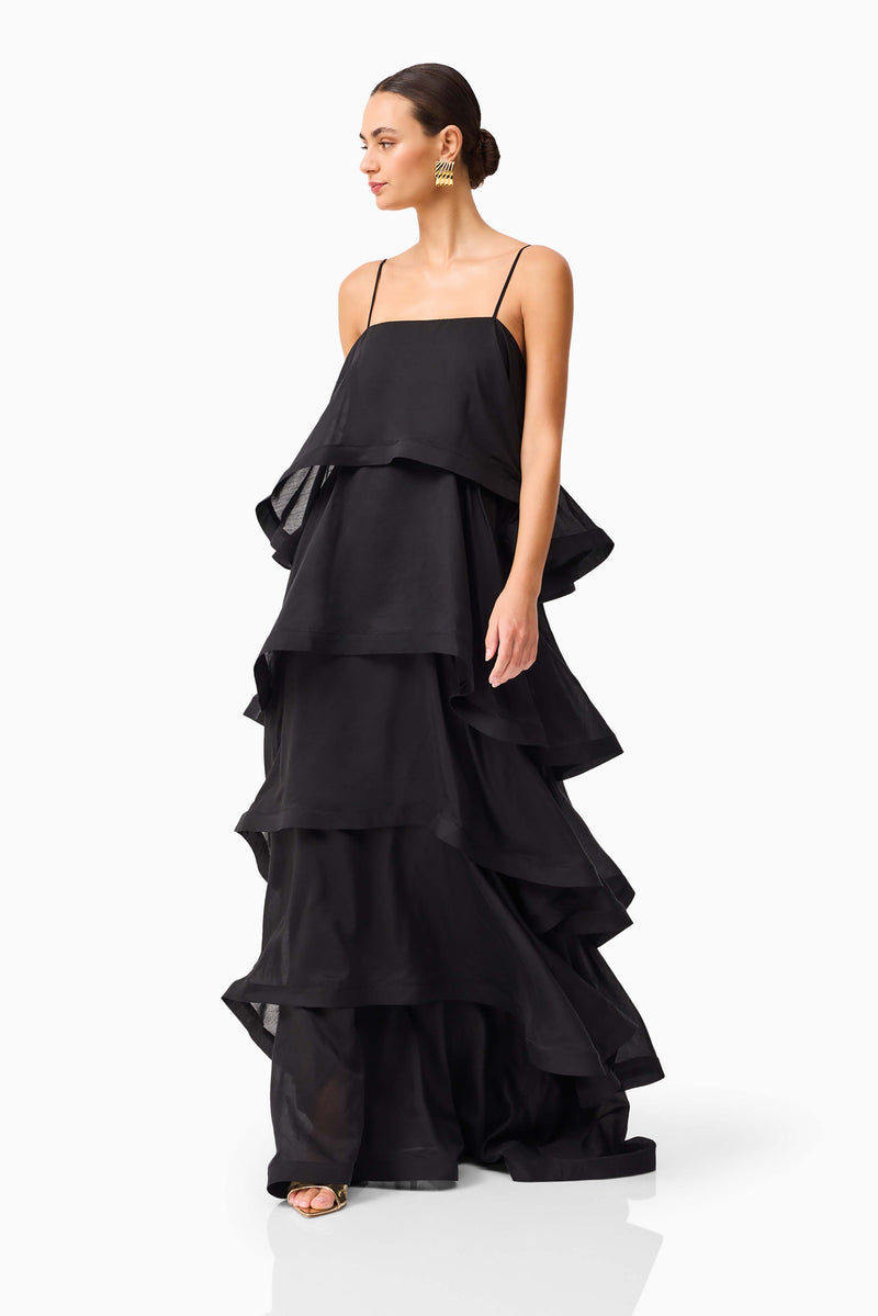 Tilly 5 Tiered Maxi Dress - Black - XXS - ELLIATT Tilly 5 Tiered Maxi Dress - Black - XXS - ELLIATT
