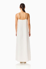 Gemma Floral Maxi Dress in White with zipper & relaxed fit back shot