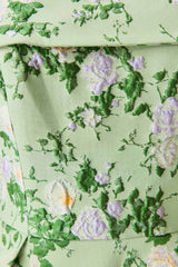 Christina Jacquard Gown in Green Floral with strapless neckline and A-Line ghost shot