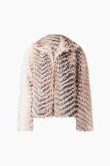 Sabrina Chevron Cropped Jacket in Brown & White with a collared neckline ghost shot