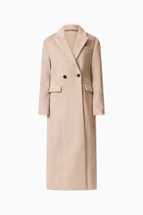 Paris Trench Coat in Beige with long sleeves & v-neckline ghost shot