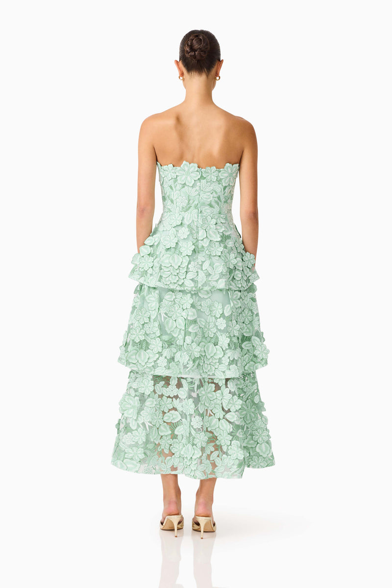 Roseate Tiered Maxi Dress - Mint Green - XXL