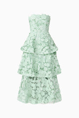 Roseate Tiered Maxi Dress in Mint Green ghost shot