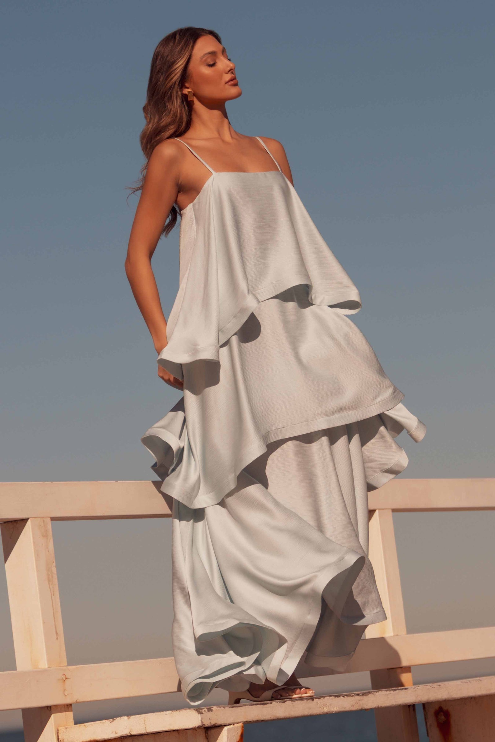 Tilly Tiered Maxi Dress in Blue – Elliatt Tilly Tiered Maxi Dress in Blue – Elliatt
