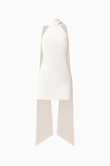 Mira Halter Mini Dress in White ghost shot
