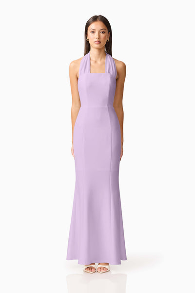Mira Halter Gown in Purple – Elegant Sash Gown – Elliatt