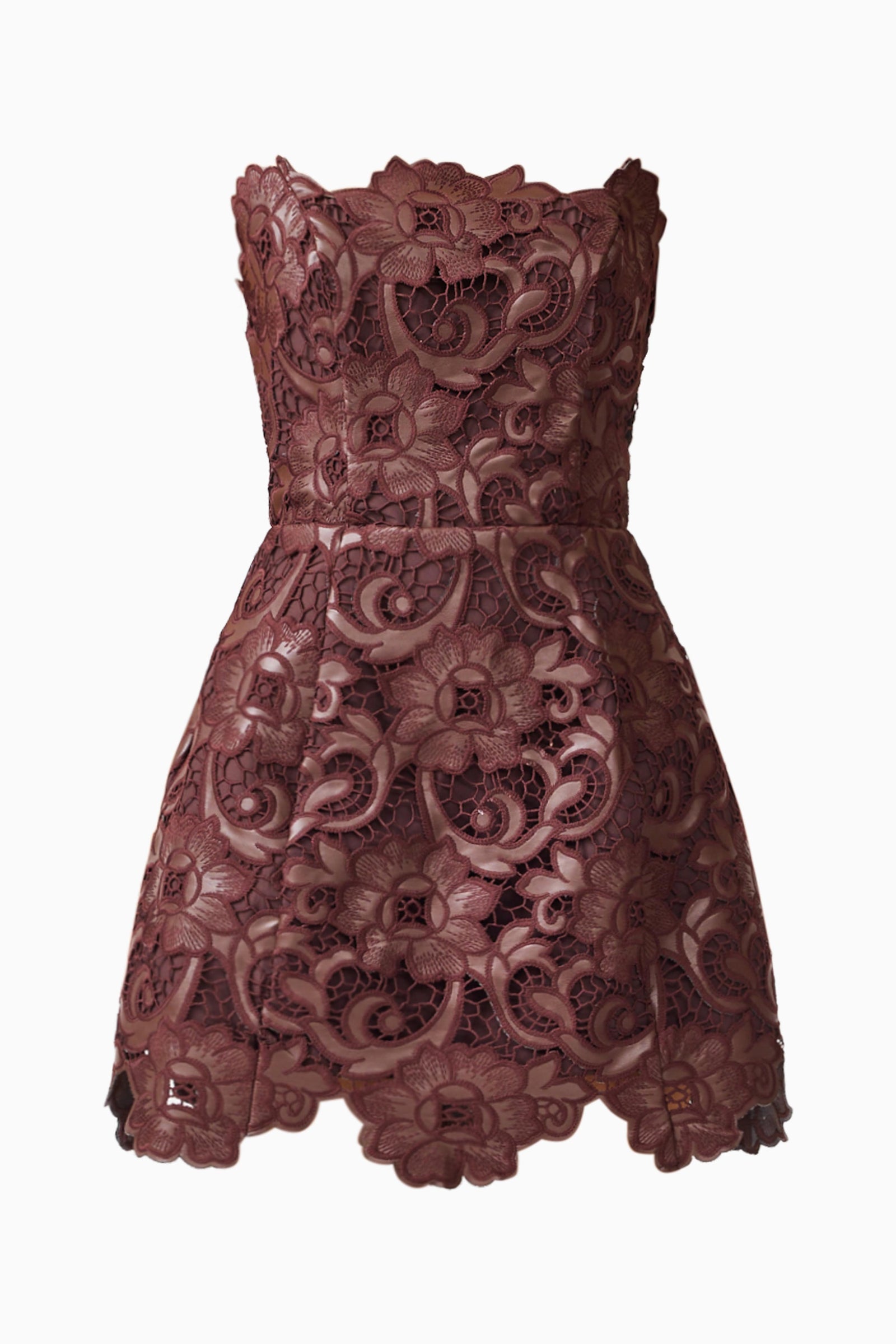 イノセントワールド　ミシェルビスチェ　クラシカルロリィタ　ブラウン Novelle Tulip Mini Dress in Chocolate Brown | Lace Mini Dress