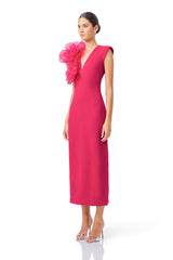 Verdessa V-Neck Maxi Dress in Raspberry Pink Side shot